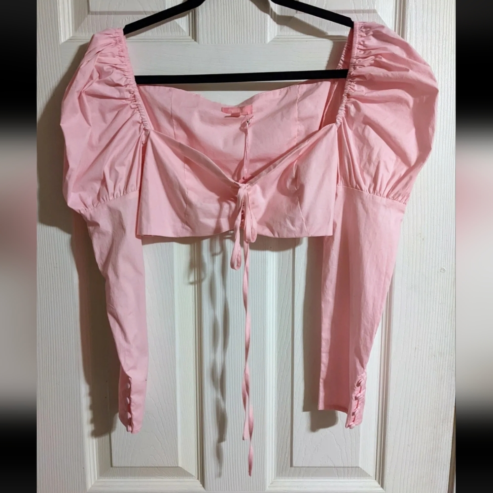 FINAL PRICE Sugar Thrillz Dolls Kill Barbiecore Pink Crop Top S Puff Long Sleeve